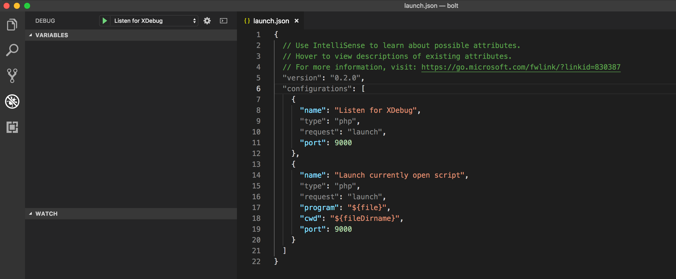 Launch.json file
